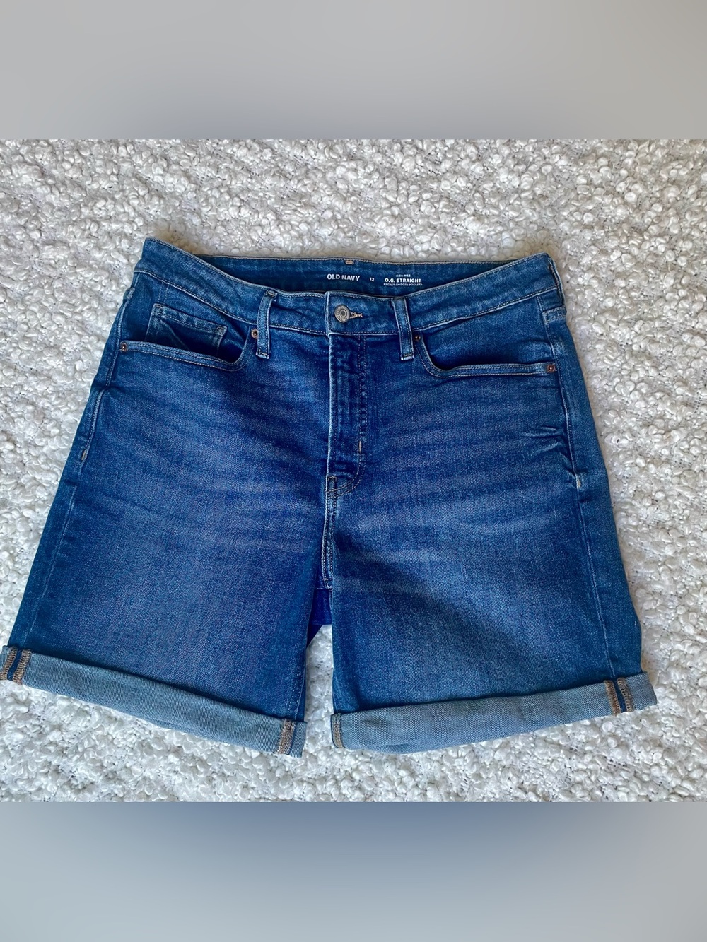 Old Navy Denim Shorts Rolled Hem Stretch Size 12